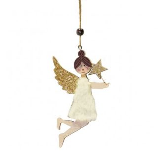   Karácsonyi dekoráció (jobbra angyal fehér szőrme ruhában)