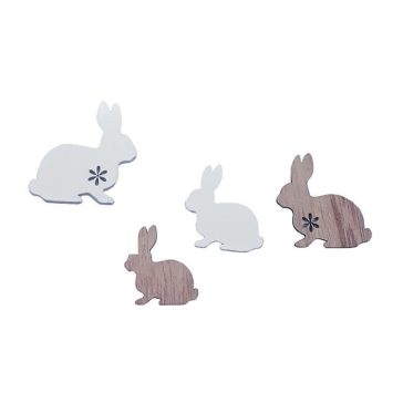 Dekorációs figura (24db-os, nyuszi, fehér-natúr)