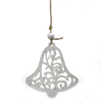 Karácsonyfadísz (fehér nagy harang 1 golyóval)