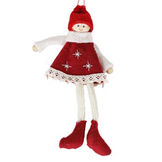   Karácsonyfadísz filcből (bordó-fehér, rövid hajú lány)