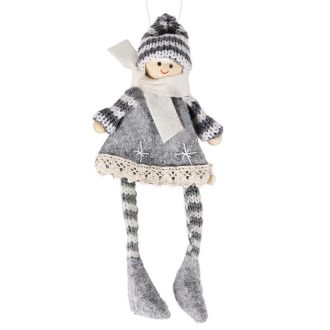   Karácsonyfadísz filcből (szürke-fehér, rövid hajú lány)