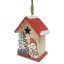 Dekorációs házikó piros tetővel (fenyőfa hóemberrel)