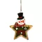 Dekorációs figura (hóember csillag, Merry Christmas felirattal, LED világítással)