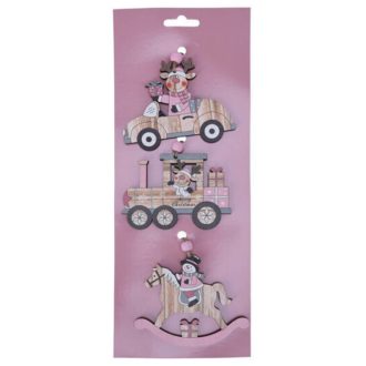   Dekorációs figura (autó és mozdony rénszarvassal, hintaló hóemberrel)