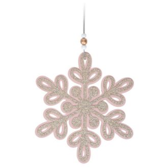   Dekorációs figura (rózsaszín hópehely, virág mintával)