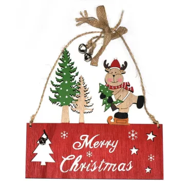   Dekorációs figura (merry christmas felirat fenyőfákkal és rénszarvassal)