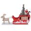 Dekorációs figura, adventi naptár (piros Mikulás szán rénszarvassal, LED világítású karácsonyfával és Mikulással)