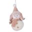 Karácsonyi dekoráció (plüss hóember rózsaszín sállal és fülvédős sapkával)