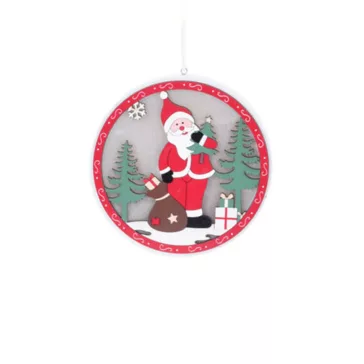   Dekoráció figura (Mikulás figura medál formában, LED világítással) nagy