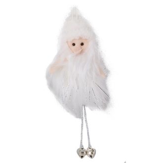   Karácsonyi dekoráció (fehér szőrme ruhás manó fehér sapkában)