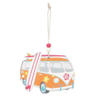   Dekorációs figura (Volkswagen T1-es sárga kisbusz mellette szörfdeszkával)