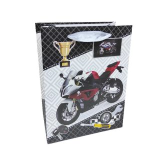   Ajándéktasak - kicsi (fehér-piros gyorsasági motor kupával és szerszámokkal)