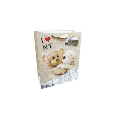   Ajándéktasak - kicsi (bézs alapon 2 maci, I LOVE NEW YORK felirattal)
