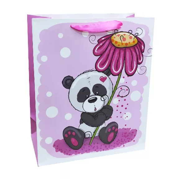 Ajándéktasak - közepes (panda maci bordó virággal) Ajándéktasak - közepes (panda maci bordó virággal)