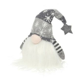   Karácsonyi dekorációs figura LED világítással (kicsi manó szürke sapkában)