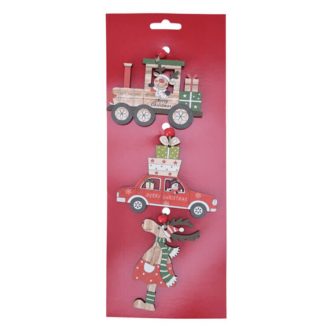   Dekorációs figura (mozdony rénszarvassal, piros autó, rénszarvas)