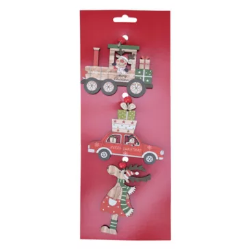   Dekorációs figura (mozdony rénszarvassal, piros autó, rénszarvas)