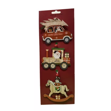   Dekorációs figura (piros autó fenyővel, mozdony, hintaló)