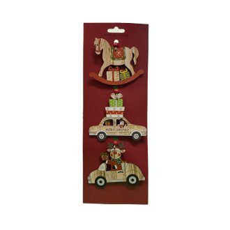   Dekorációs figura (hintaló, autó rénszarvassal, autó ajándékokkal)