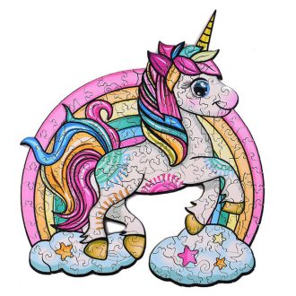 Fa puzzle, színes A3 méretű (unikornis)