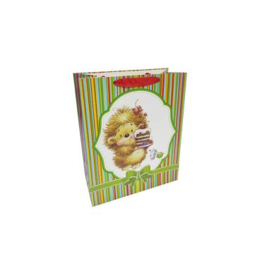 Ajándéktasak - kicsi (színes csíkos, süni sütivel)