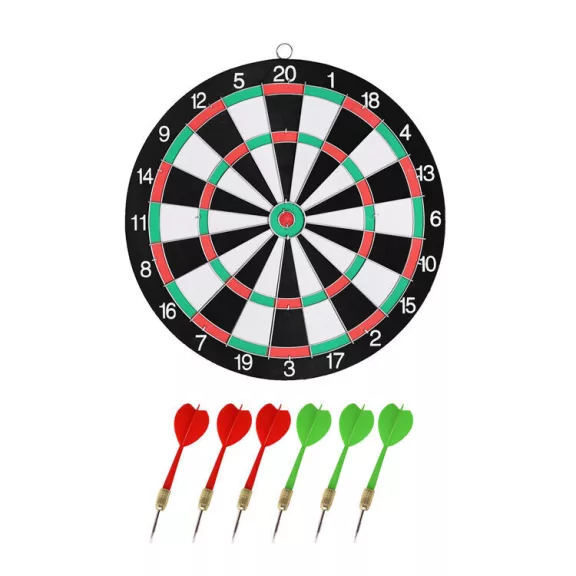 Darts tábla 37cm, kétoldalú (6 db fémhegyű nyíllal) Darts tábla 37cm, kétoldalú (6 db fémhegyű nyíllal)