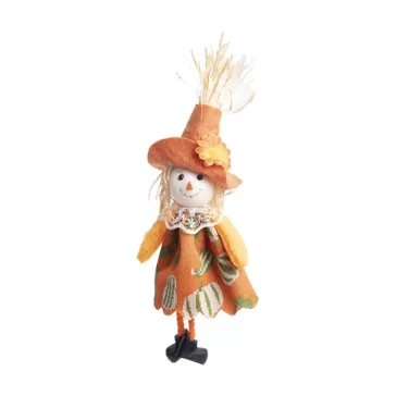  Halloween dekorációs figura (madárijesztő virágos kalapban)