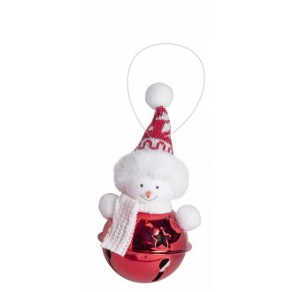   Karácsonyi dekoráció (piros csengő, piros sapkás hóemberrel)
