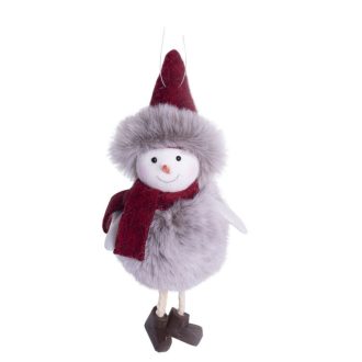   Karácsonyi dekoráció (szürke bundás hóember, barna csizmában)