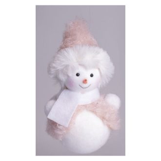   Karácsonyi dekoráció (hóember rózsaszín mellényben, 12 cm)