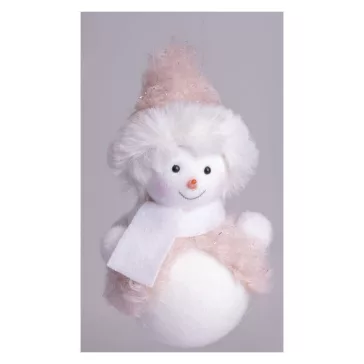   Karácsonyi dekoráció (hóember rózsaszín mellényben, 12 cm)
