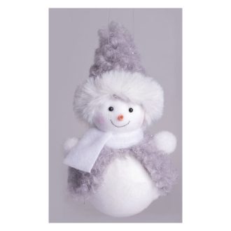   Karácsonyi dekoráció (hóember szürke mellényben, 12 cm)
