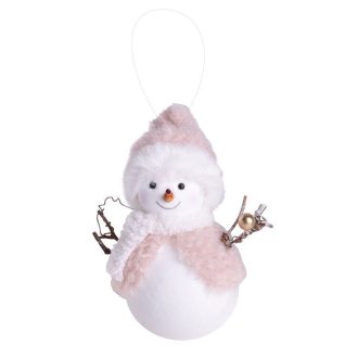   Karácsonyi dekoráció (hóember rózsaszín mellényben, 18 cm)