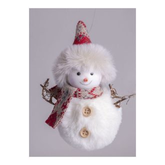   Karácsonyi dekoráció (hóember piros sállal-sapkával, 12 cm)
