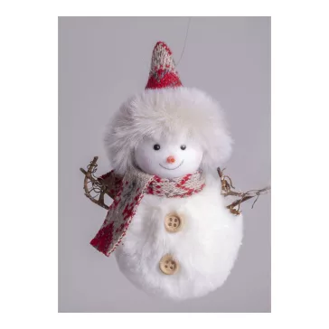   Karácsonyi dekoráció (hóember piros sállal-sapkával, 12 cm)