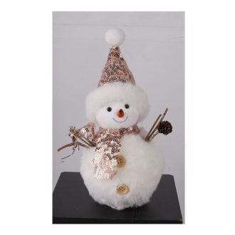   Karácsonyi dekoráció (hóember flitteres sállal-sapkával, 22 cm)