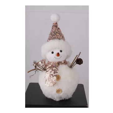   Karácsonyi dekoráció (hóember flitteres sállal-sapkával, 22 cm)