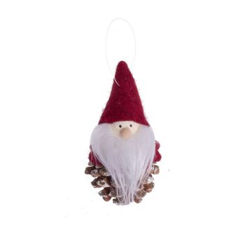 Karácsonyi dekoráció (bordó sapkás tobozmanó)