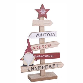 Karácsonyi asztaldísz (piros sapkás manóval)