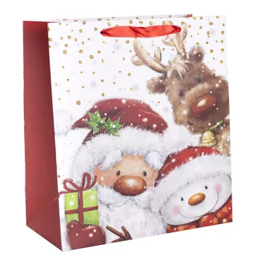 Ajándéktasak - közepes (Télapó, hóember, rénszarvas)