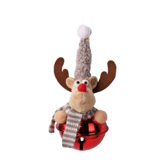   Karácsonyi dekoráció (piros csengő, szürke sapkás rénszarvassal)
