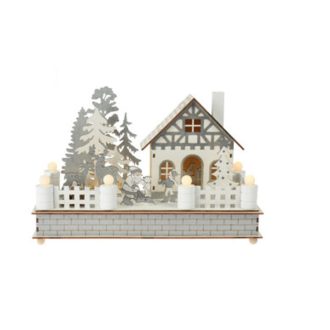   Karácsonyi dekoráció LED világítással (házikó mikulással)