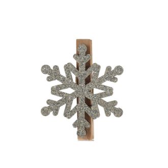 Dekorációs csipesz, 6 db (ezüst hópihe)