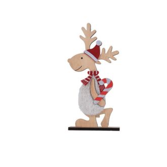   Karácsonyi asztaldísz (fehér rénszarvas, botnyalókával)