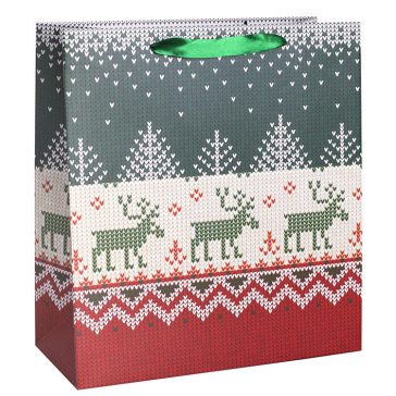 Ajándéktasak - nagy (zöld rénszarvasok)