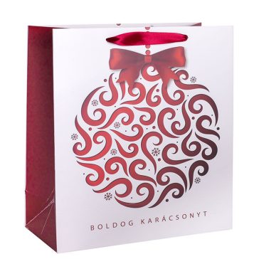 Ajándéktasak - nagy (piros motívumos gömbdísz)