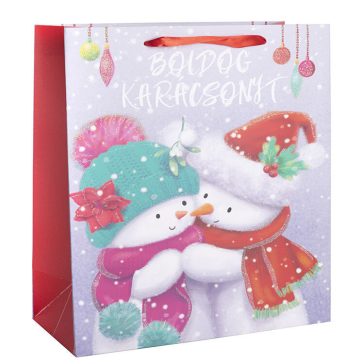 Ajándéktasak - kicsi (2 hóember sálban, sapkában)