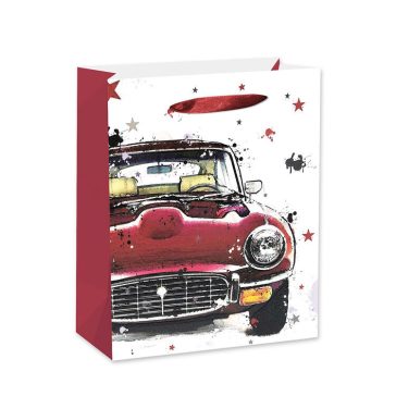 Ajándéktasak - közepes (piros, kerek lámpás autó)