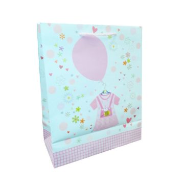   Ajándéktasak - közepes (rószaszín ruha vállfán, lufival)