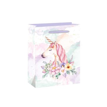 Ajándéktasak - kicsi (unikornis virágkoszorúban)